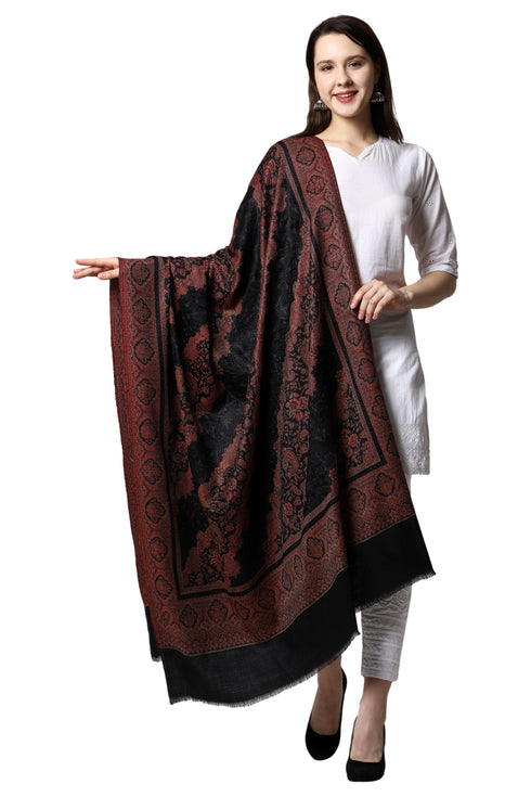 Women's Aari Embroidery Jammawar Wool Shawl